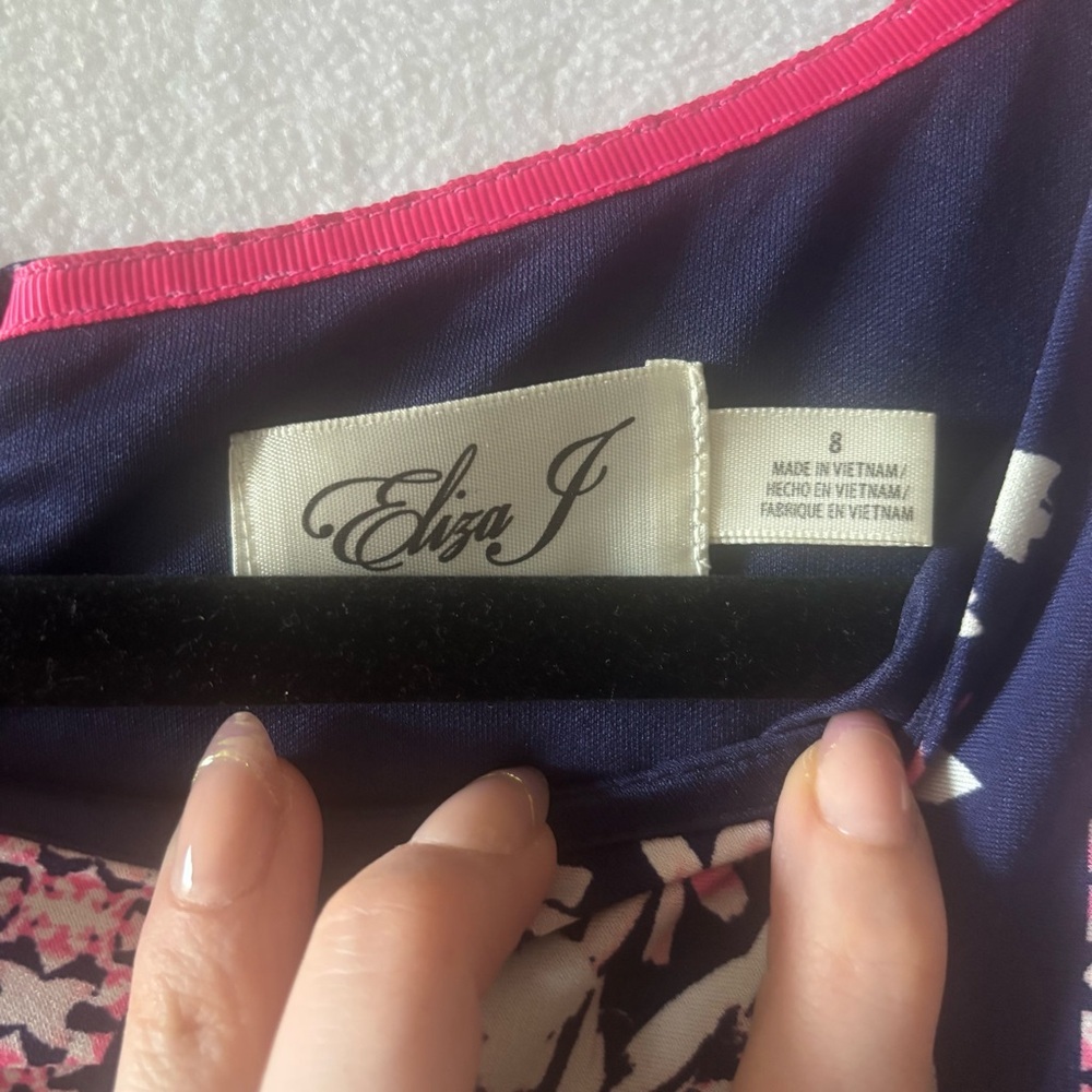 Eliza J 3/4 Sleeve Floral Dress in Pink and navy Sz 8 - Picture 2 of 5